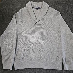 Cremiuex Collection Gray Knit Over Lap Shawl Collar/Button Sweater Men's Size M